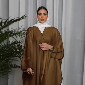 2023 último vestido de luxo aberto frontal para venda, vestido muçulmano Kaftan Abayas estilo árabe Dubai muçulmano Abaya turco
