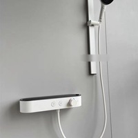 Robinet de douche mural moderne à poignée unique, thermostatique, 3 trous, en cuivre, design minimaliste, ensemble de douche carré