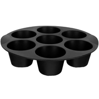 Silikon-Muffinformen für Heißluftfritteuse 7-Fach Muffinblech Cupcake-Form Antihaftbeschichtete Brownie-Kuchenform Runde Pudding-Backform