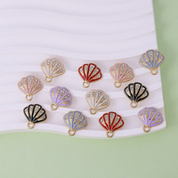 Accessoires en alliage de haute qualité, motif coquillage perforé à pois océaniques, multicolores, pour fabrication DIY, avec finition goutte d'huile, pour porte-clés, bracelets et pendentifs, pour le commerce transfrontalier