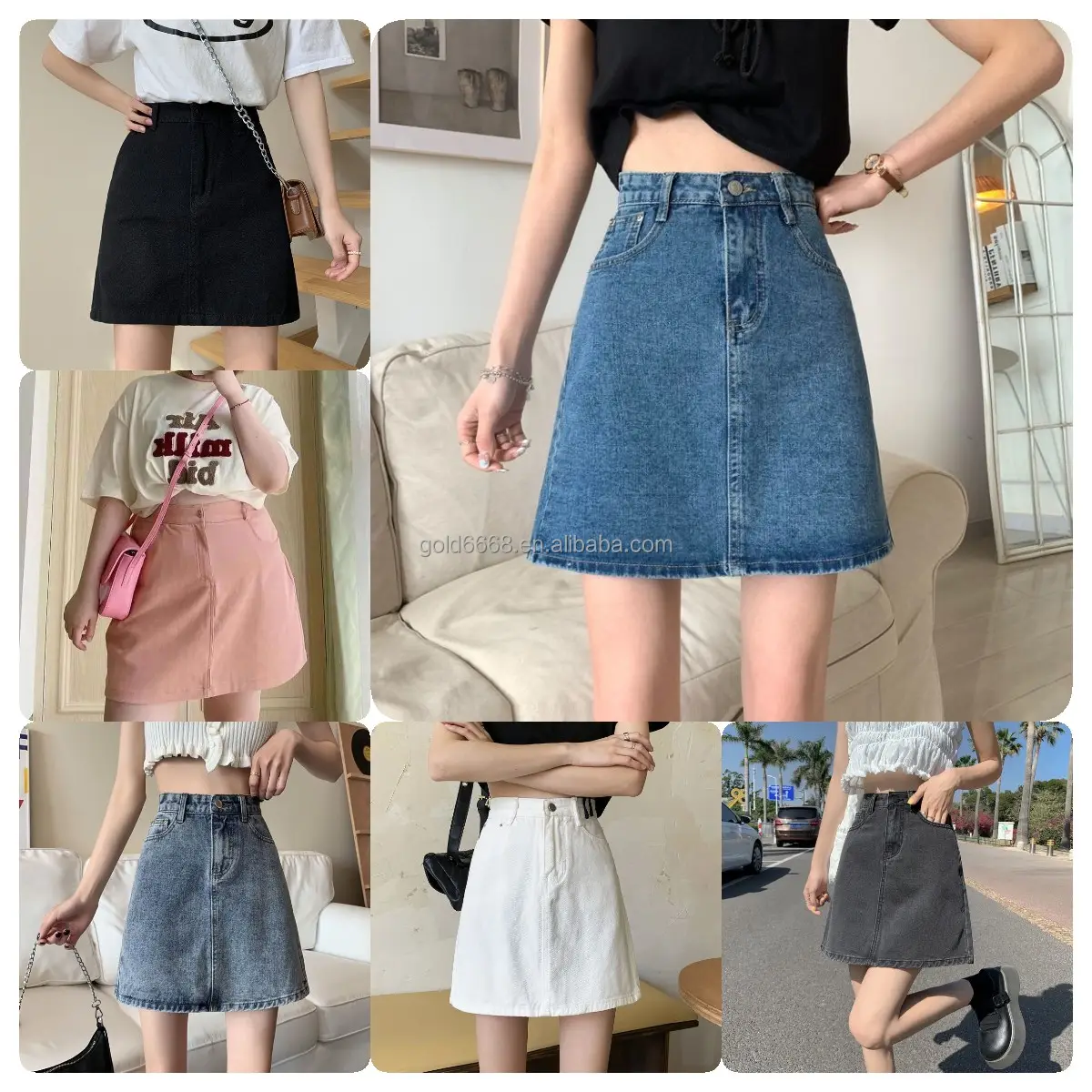 Women's Jeans Skirt Plus Size Denim Skirt Fashion Versatile Women's Summer Folding Short Skirt Casual