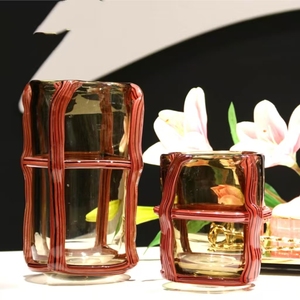 แจกันแก้วตกแต่งทำมือสไตล์วินเทจลายม้าลาย สำหรับตกแต่งภายในบ้าน - Product Image 6