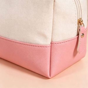 Canvas Cosmetic <b>Large</b> Capacity Travel Makeup Pouch Zipper Closure for Toiletries Coins Toiletry Organizer <b>Bag</b> - Product Image 2