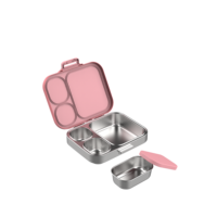 Vente en gros de boîte à lunch pour enfants en acier inoxydable 304 Bento conteneur de stockage des aliments micro-ondes et caractéristiques anti-chaleur