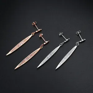 ต่างหูแบบห้อยสำหรับผู้หญิง สไตล์พังก์ ทันสมัย ดีไซน์รูปทรงเรขาคณิต ลายพืช ชุบทองคำสีกุหลาบ ประดับด้วยเพชรคิวบิกเซอร์โคเนียและคริสตัล <span class=keywords><strong>LAMOON</strong></span> - Product Image 3