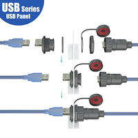 IP65 2,0 versión USB enchufe montaje en Panel frontal conector hembra 24AWG Cable enchufe para equipo de señal de transmisión