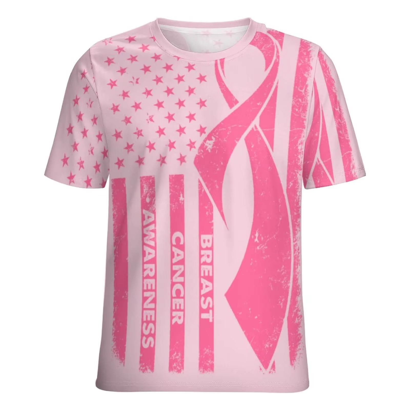 T-shirt Octobre Rose Femme - Coton, Manches Courtes, Avec Ruban Rose De Sensibilisation Au Cancer Du Sein
