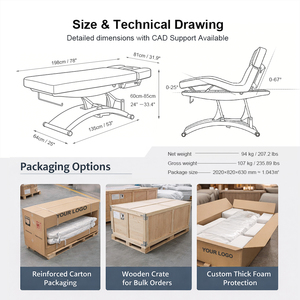 Fauteuil <span class=keywords><strong>de</strong></span> beauté électrique personnalisable à 3 moteurs OEM, <span class=keywords><strong>table</strong></span> <span class=keywords><strong>de</strong></span> <span class=keywords><strong>massage</strong></span> facial, combo SPA pour pédicure - Product Image 2