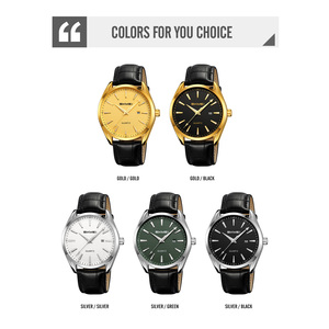 Montre chronographe ronde pour homme, bracelet en cuir de luxe, montre à quartz étanche 30M, montres en gros - Product Image 3