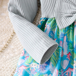 Ropa para Niñas, Camiseta de Algodón a Rayas, Vestidos con Estampado de Dibujos Animados, Mangas Voladoras, Ropa Infantil a la Moda - Product Image 6