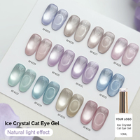 Vente en gros usine – Vernis gel œil de chat effet cristal de glace 15 ml, logo personnalisé, brillant, sans HEMA, vernis à ongles magnétique 3D œil de chat