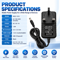 Adaptateur secteur mural ABS PC de haute qualité 5W 6W 8W 10W 12W 12.6W 13.5W avec prise UK, alimentation AC/DC 5V 6V 9V 12V 24V 0.5A 1A 1.5A 2A