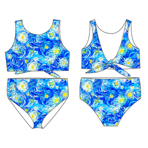 Ensemble de maillots de bain d'été pour filles personnalisés, shorts de plage tendance, vêtements de plage pour adolescentes, maillot de bain 2 pièces sans manches, <span class=keywords><strong>bikini</strong></span> - Product Image 3