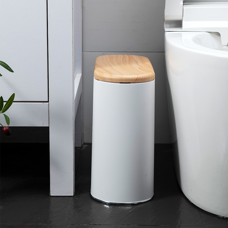 Pattumiera in stile nordico, con coperchio, cestino per rifiuti, in plastica, adatto per cucina, bagno, camera da letto, soggiorno, ufficio, esterno, 7 litri