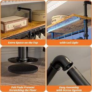 Perchero Industrial <span class=keywords><strong>de</strong></span> Tubo para Colgar Ropa, Perchero Resistente para Ropa, Armario, Guardarropa - Product Image 3