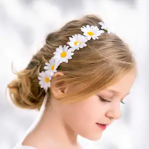 Повязка на голову с подсолнухами, регулируемый цветочный венок в стиле хиппи, для невесты, вечеринки, свадьбы