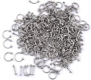 F136 टाइटेनियम 14g 16g 20g g सोने की प्लेटेड नाक रिंग लिप स्टेपल फिशिंग जीभ की अंगूठी शादी के लिए फैशन भेदी गहने - Product Image 6