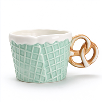 Service de vaisselle créatif en céramique en forme de gaufre, tasse à café fantaisie avec soucoupe, vaisselle en porcelaine mignonne pour la maison et le café