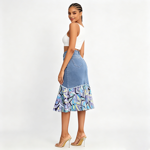 <span class=keywords><strong>Jupe</strong></span> sirène en jean bleu clair taille haute 2026 pour femme, <span class=keywords><strong>jupe</strong></span> <span class=keywords><strong>longue</strong></span> en jean patchwork à imprimé graphique, <span class=keywords><strong>jupe</strong></span> moulante en jean queue de poisson - Product Image 5