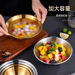 Stainless Steel Salad Bowl Gold Color Stackable Microwave Safe For Party Dessert Serving - Product Image 1