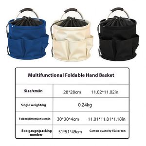 Panier de pique-nique pliable en bambou pour le camping en plein air, rangement multifonctionnel pour outils de salle de bain et de toilette, et rangement domestique - Product Image 2