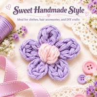 Applique florale en crochet violette pour pinces à cheveux, vêtements, sacs, loisirs créatifs, couture, décoration, 2 x 1,8 pouces, accessoire floral mignon