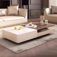 Ensemble table basse et meuble TV de luxe moderne en bois massif et pierre avec rangement pour appartement