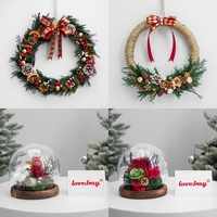 Lovebay Nouveau Design Bonhomme de Neige en Verre Éternel Fleurs Stabilisées Roses dans un Verre avec Lumière pour Cadeaux de Noël