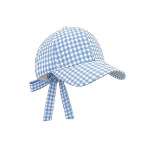 批发<span class=keywords><strong>2026</strong></span>新品春夏时尚时尚男女通用方格图案棒球帽打结蝴蝶结封口普通面料 - Product Image 3