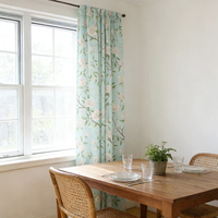 Rideaux de style campagnard français 2026 Nouveaux stores romains personnalisables à motif floral vert Monet Garden pour fenêtres