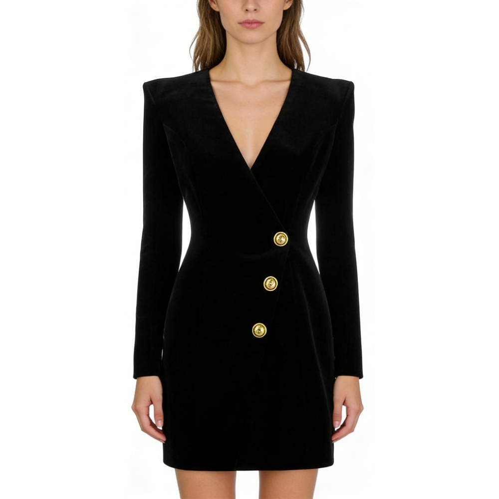 Elegant Black and Gold Dress - Floor-Length Party Wear