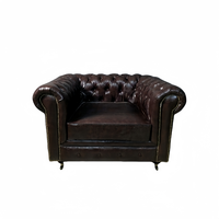 Ensemble de canapé Chesterfield en cuir véritable marron de Style Antique haut de gamme pour hôtel Villa appartement salon de Design traditionnel