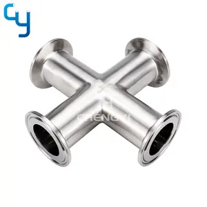 High quality polished stainless steel SS304/ 316L sanitary fittings clamped cross