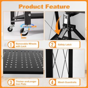 Étagères de cuisine pliantes portables en métal multicouche, présentoir pliable sur pied, 5 niveaux, écologique et moderne - Product Image 5