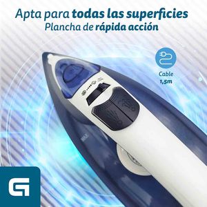 Ferro da stiro a vapore Grunkel 2200W con piastra antiaderente blu - Product Image 3
