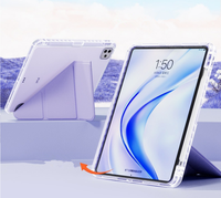 Étui multi-pliable en forme de Y avec fonction veille/réveil automatique pour iPad Air 11/13 10e/11e génération, en cuir PU avec dos transparent en acrylique et support pour stylet