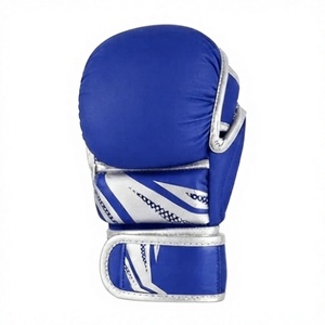 Guantes de Boxeo Azules de PU con Cierre de Velcro en los Dedos, Unisex, para Entrenamiento de Artes Marciales, con Impresión por Sublimación - Product Image 1