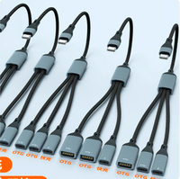 Adaptador 4 en 1 con Doble USB Tipo-C Hembra + Tipo-C Hembra, Carga Rápida PD, Transferencia de Datos, Base de Conexión para PC, Unidad Flash USB