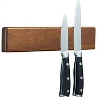 Support mural magnétique pour couteaux en bois d'acacia, adhésif sans perçage, support magnétique puissant pour les petites cuisines et le rangement gain de place