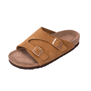 Chất Lượng Cao Unisex Zurich Khóa Nút Chai Dép Da Bò Chính Hãng Da Vòm Hỗ Trợ Chống-Trượt Birkenstocks Lấy Cảm hứng từ Chân Giường - Product Image 1