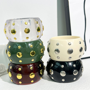 Pulseira de Estilo Punk com Cristais de Resina Geométricos e Rivets - Product Image 2