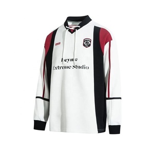 280GSM Designer Heavy Weight Wholesale 1/4 Zip Polo à manches longues surdimensionné décontracté T-shirt à manches longues - Product Image 2