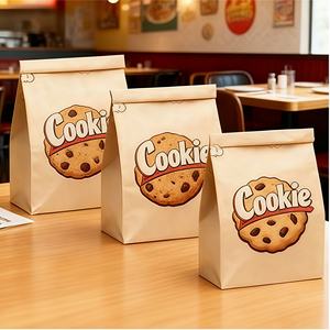 Sac d'emballage alimentaire en papier kraft avec logo personnalisé, fenêtre transparente, fermeture à lien métallique, pour biscuits, pop-corn, pain, format vertical - Product Image 2