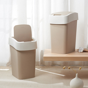 Square Flip Lid Waste Bin 25L Kitchen Bathroom Indoor Use Nordic Golden Sky Grey Black - Product Image 1