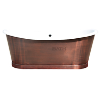 Bak Mandi Oval ORTONBATH Modern Berbahan Besi Cor Berlapis Email Putih, Dilengkapi Kaki Penyangga Warna Rose Gold, Dapat Dipakai Sendiri, Buatan Tangan