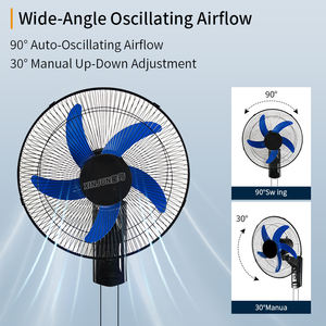 16-inch oscillerende mechanische wandventilator met elektrische aandrijving, 3 snelheden, plastic, energiezuinig, stille werking voor thuisgebruik - Product Image 4