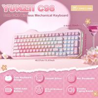 Clavier mécanique sans fil OEM ODM mignon avec pavé numérique, 99 touches, hot-swap, fixation Gasket, rétroéclairage RGB