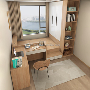 Cheap Studio Apartment Tatami Bedroom <b>Sets</b> Furniture Multifunctional Wooden Storage Bed <b>Desk</b> & Wardrobe for Compact Living Space - Product Image 5