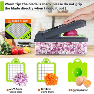 Veggie Carrot Garlic <b>Chopper</b> Pro Onion 14 in 1Multifunctional Food <b>Chopper</b> Kitchen <b>Vegetable</b> Slicer Dicer Cutter - Product Image 3