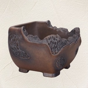 Maceta de arcilla púrpura Yixing, cuadrada irregular, hecha a mano, cocida a alta temperatura, estilo antiguo, para bonsáis y plantas antiguas - Product Image 2